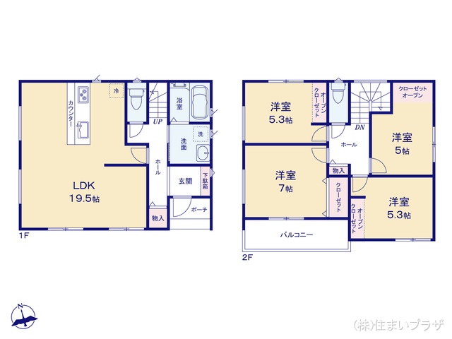 愛知県稲沢市田代1丁目の新築戸建て 4LDK間取図 ※図面と異なる場合は現況を優先