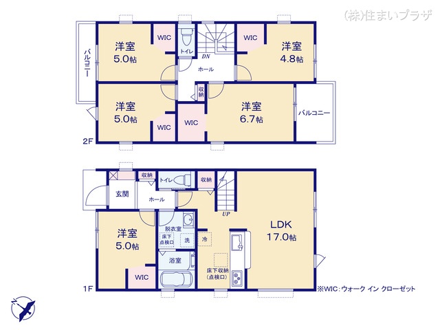 愛知県春日井市高森台７丁目の新築戸建て 5LDK間取図 ※図面と異なる場合は現況を優先