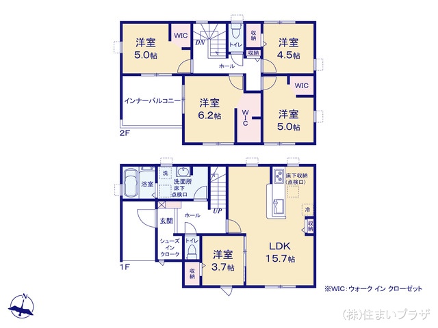 愛知県犬山市大字橋爪字地蔵下の新築戸建て 5LDK間取図 ※図面と異なる場合は現況を優先
