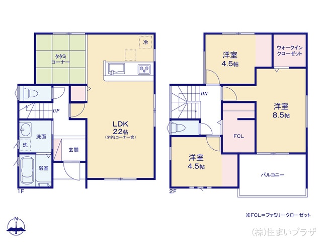 愛知県犬山市大字塔野地字南ノ切の新築戸建て 3LDK間取図 ※図面と異なる場合は現況を優先