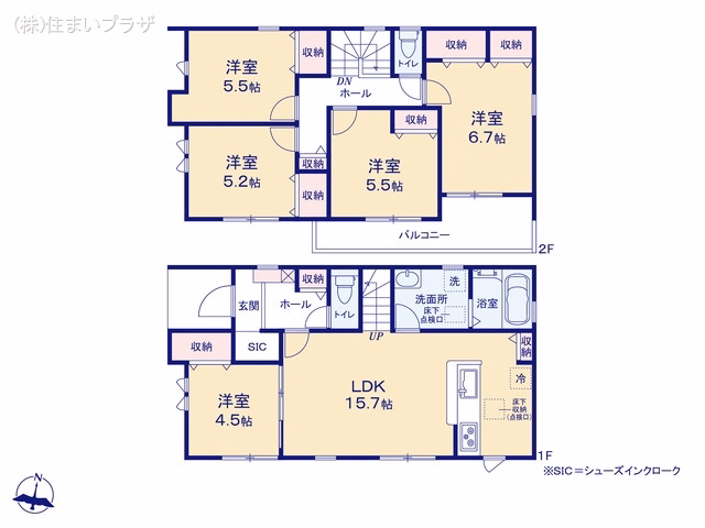 愛知県犬山市字舟田の新築戸建て 5LDK間取図 ※図面と異なる場合は現況を優先