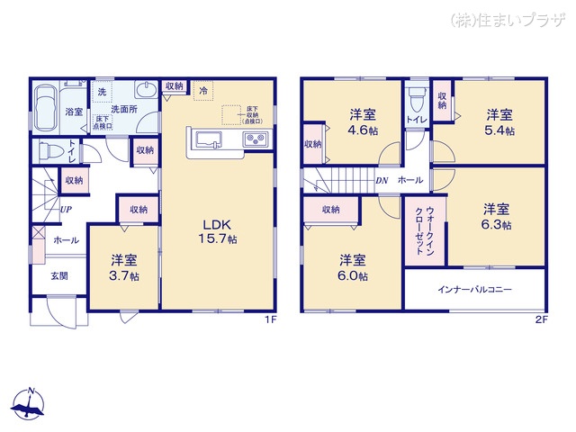 愛知県犬山市字舟田の新築戸建て 5LDK間取図 ※図面と異なる場合は現況を優先