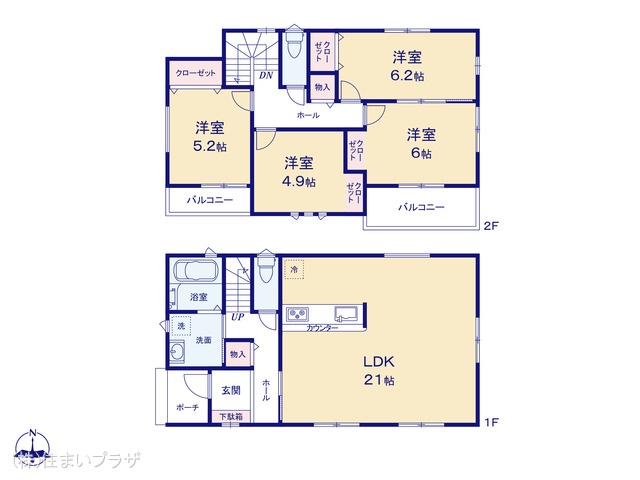 愛知県小牧市大字本庄の新築戸建て 4LDK間取図 ※図面と異なる場合は現況を優先