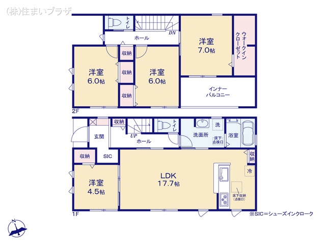 愛知県稲沢市矢合町面棒堀の新築戸建て 4LDK間取図 ※図面と異なる場合は現況を優先