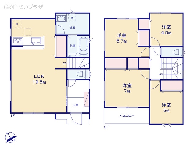 愛知県小牧市藤島１丁目の新築戸建て 4LDK間取図 ※図面と異なる場合は現況を優先