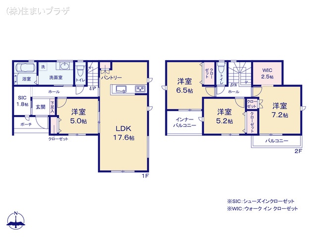 愛知県江南市古知野町　宮裏の新築戸建て 4LDK間取図 ※図面と異なる場合は現況を優先