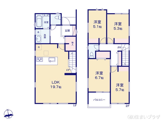 愛知県小牧市小牧2丁目の新築戸建て 4LDK間取図 ※図面と異なる場合は現況を優先