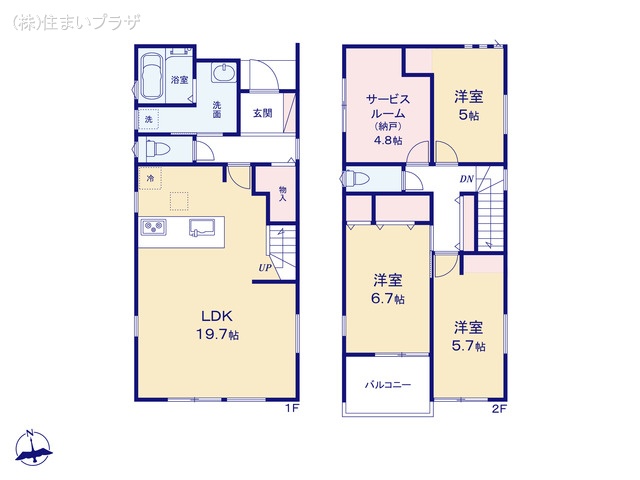 愛知県小牧市小牧２丁目の新築戸建て 3SLDK間取図 ※図面と異なる場合は現況を優先