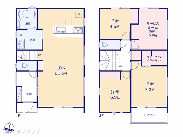 愛知県小牧市小牧1丁目の新築戸建て 3SLDK間取図 ※図面と異なる場合は現況を優先