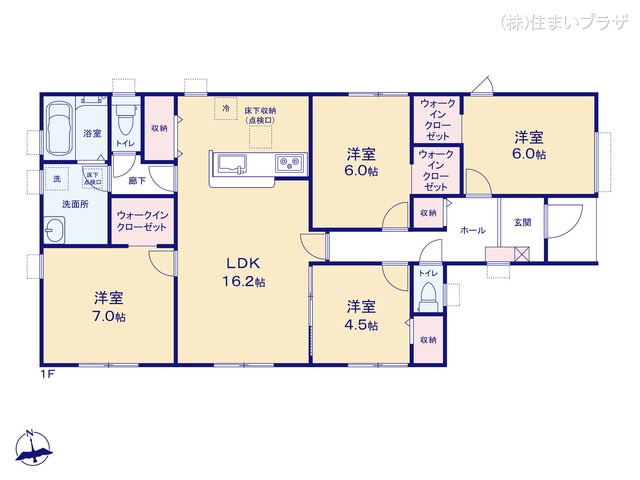 愛知県稲沢市平和町　法立北瀬古の新築戸建て 4LDK間取図 ※図面と異なる場合は現況を優先