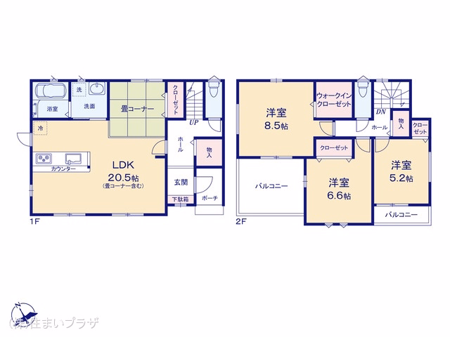 愛知県江南市今市場町秋津の新築戸建て 3LDK間取図 ※図面と異なる場合は現況を優先
