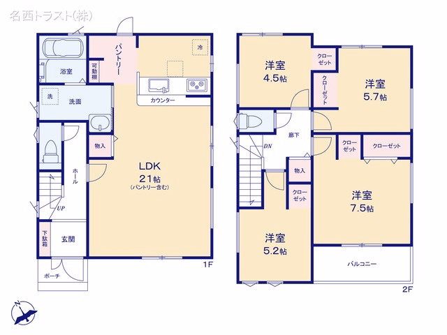 新築戸建て 清須市第2土器野天水 1号棟 間取図
