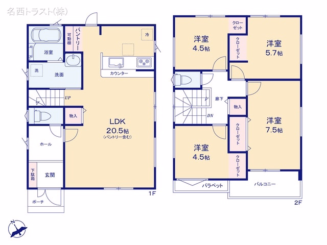 新築戸建て 清須市第2土器野天水 2号棟 間取図