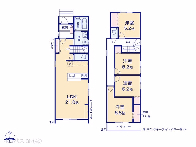 新築戸建て 刈谷市中手町1期 2号棟 間取図