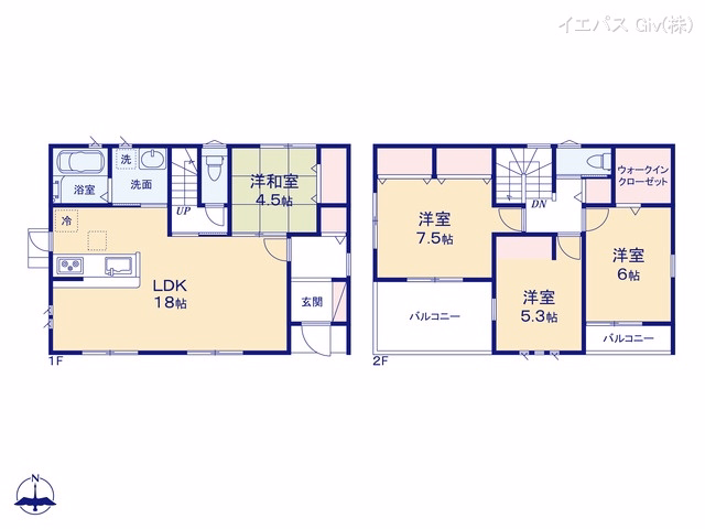 新築戸建て 一宮市第8今伊勢町馬寄 1号棟 間取図