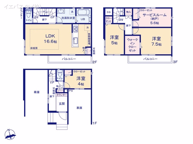 新築戸建て 昭和区折戸町304【4】 1号棟 間取図