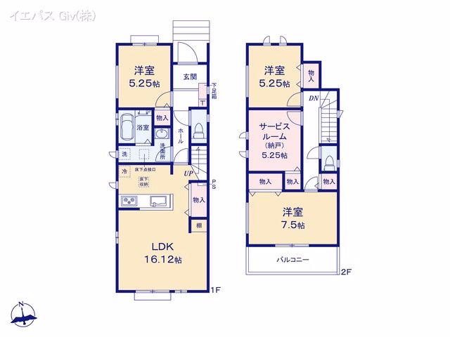 新築戸建て 港区茶屋新田土地区画整理5街区7番 A号棟 間取図