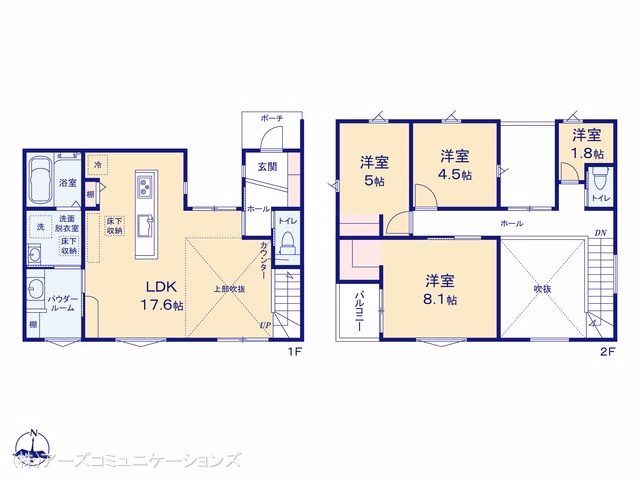 新築戸建て 名古屋市守山区城土町 1号棟 間取図