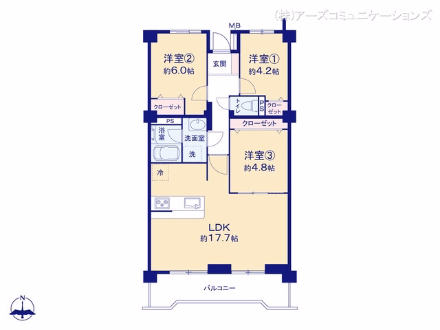 中古マンション コ・ドミニオンろくしゃ 間取図