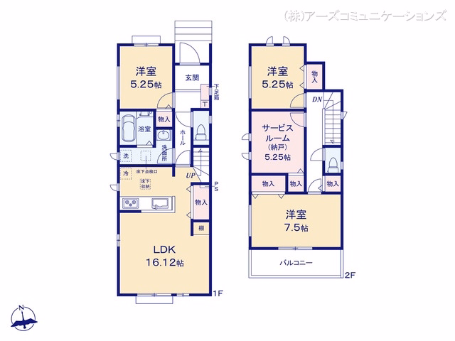 新築戸建て 港区茶屋新田土地区画整理5街区7番 A号棟 間取図