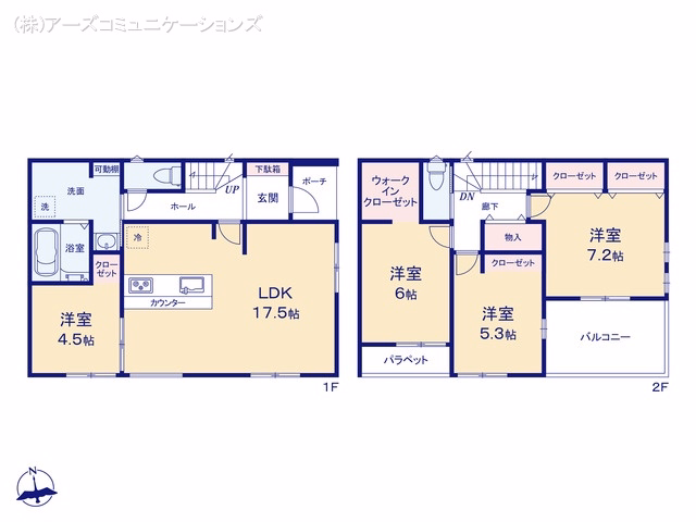 新築戸建て 名古屋市第3港区福田 1号地 間取図