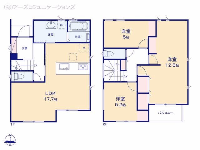 名古屋市北区東味鋺3丁目（戸建）03 間取図