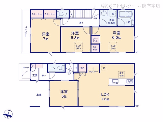 新築戸建て さいたま市浦和区大東2丁目 1号棟 間取図