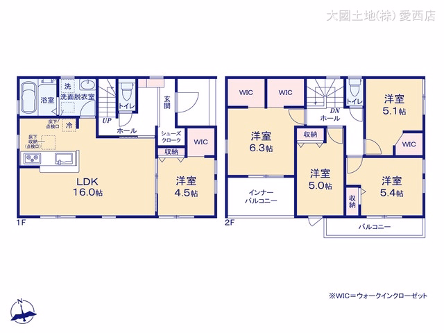 新築戸建て 愛西市佐屋町亥新田 1号棟 間取図