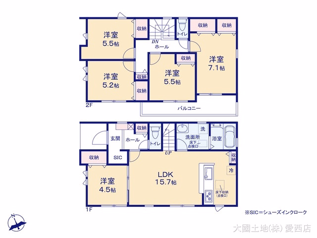 新築戸建て 稲沢市矢合町面棒掘 1号棟 間取図