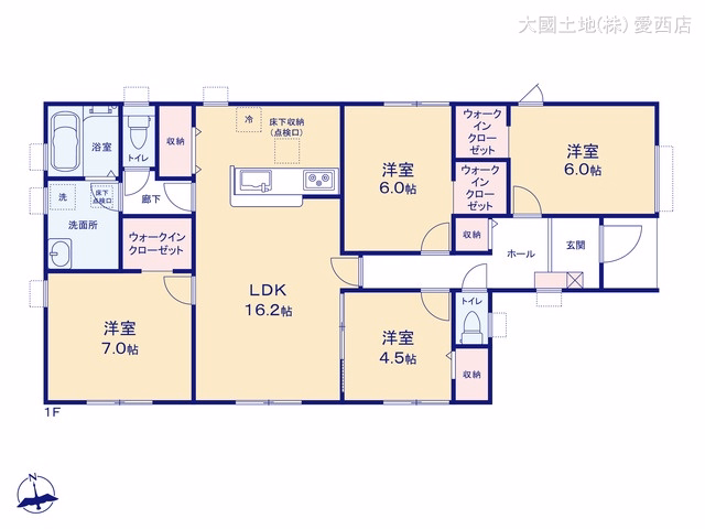 新築戸建て 稲沢市平和町法立北瀬古第3 1号棟 間取図