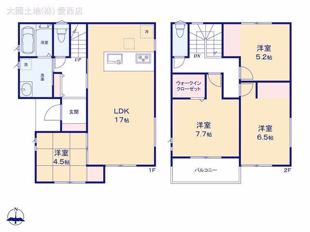 新築戸建て あま市第1新居屋久渕郷 2号棟 間取図