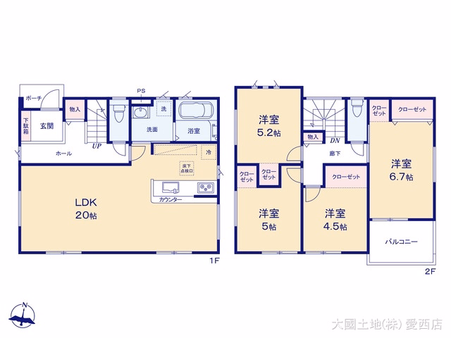 新築戸建て あま市第1七宝町秋竹四町田 間取図