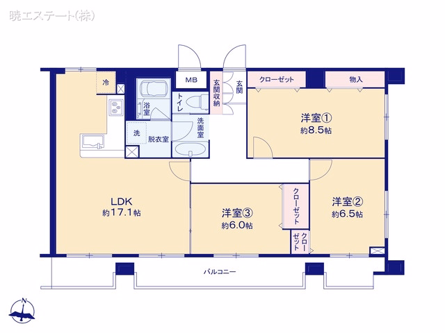 中古マンション コープ野村御園 間取図