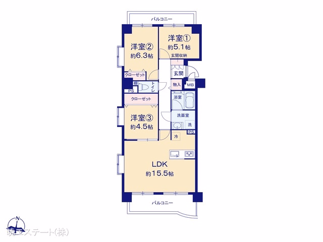 ライオンズマンション中切町 間取図