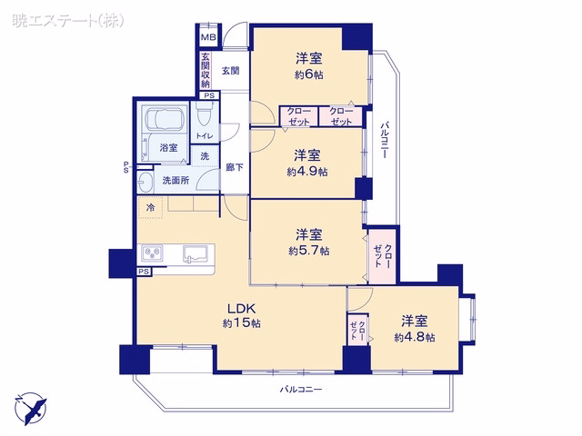 中古マンション 宝マンション小田井ウエスト 間取図