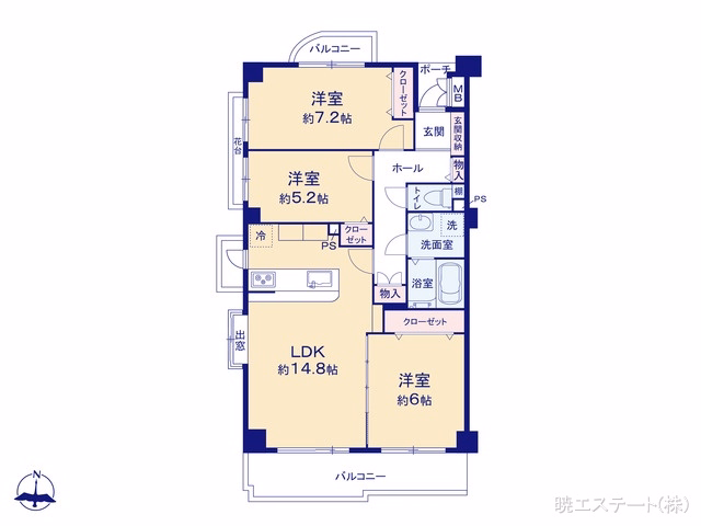中古マンション コープ野村桜山東 間取図