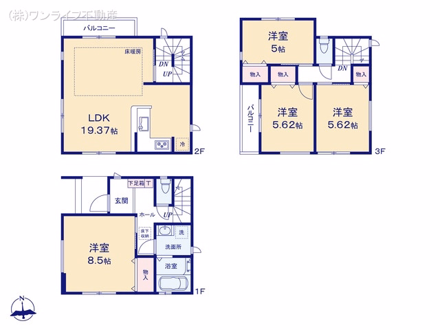 新築戸建て 足立区梅田3丁目 1号棟 間取図