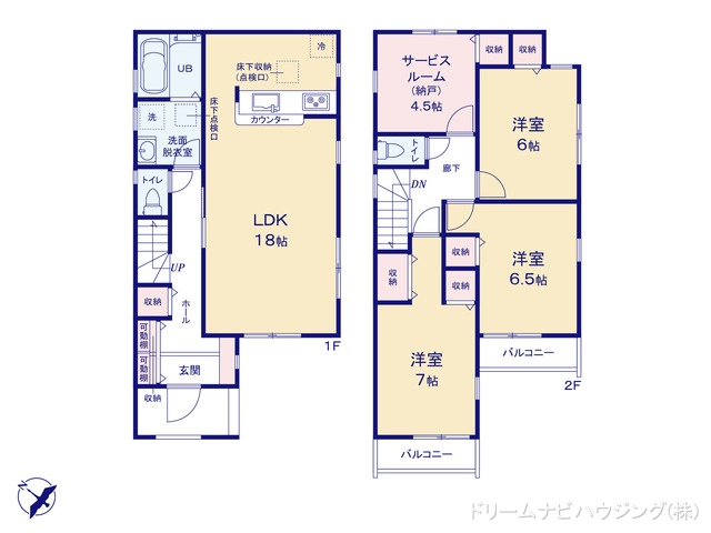 東京都江戸川区江戸川1丁目の新築戸建て 3SLDK間取図 ※図面と異なる場合は現況を優先