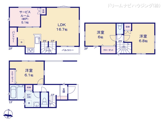 東京都江戸川区北小岩7丁目の新築戸建て 3LDK間取図 ※図面と異なる場合は現況を優先