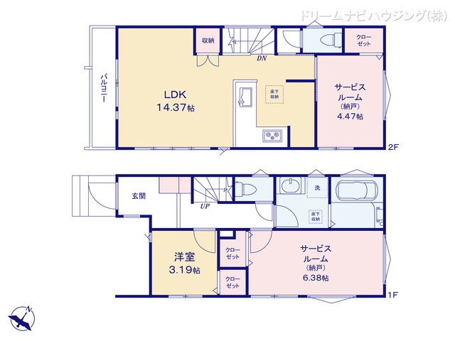 千葉県市川市東菅野4丁目の新築戸建て 1SLDK間取図 ※図面と異なる場合は現況を優先