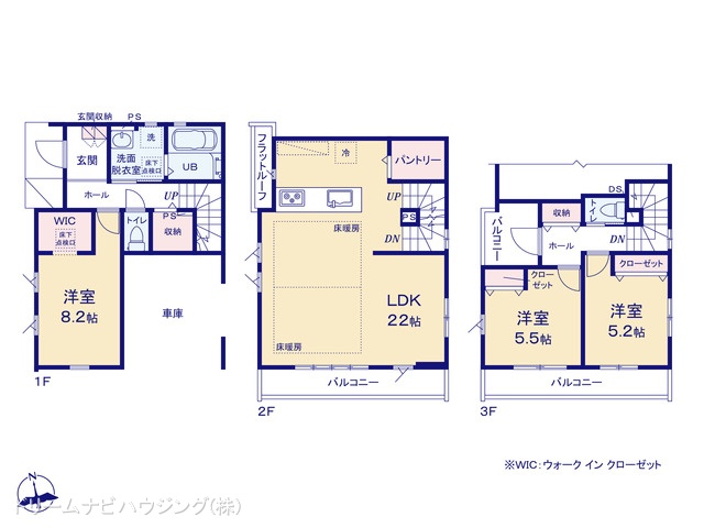 東京都江戸川区鹿骨1丁目の新築戸建て 3LDK間取図 ※図面と異なる場合は現況を優先