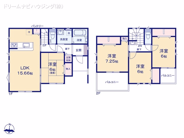 新築戸建て 市川市大野町1丁目 1号棟 間取図