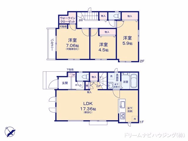 新築戸建て 市川市北国分3丁目2883番182 A号棟 間取図