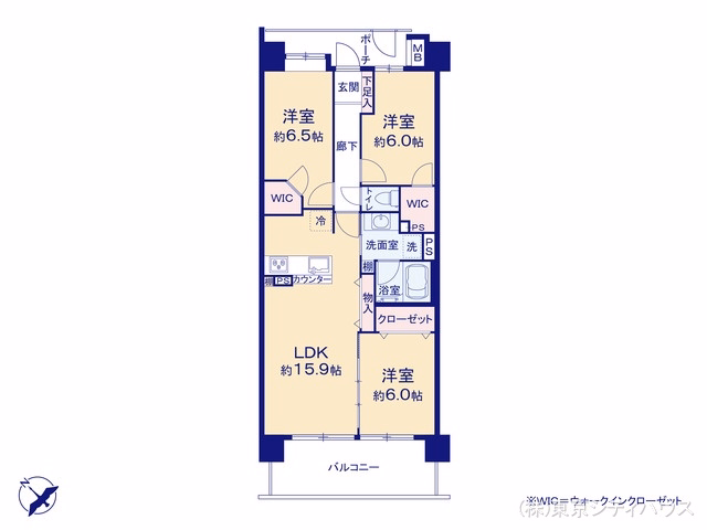 コスモ・ザ・パークス調布多摩川 間取図