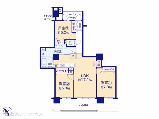 ファインストーリアスカイツインズベルタワー 間取図