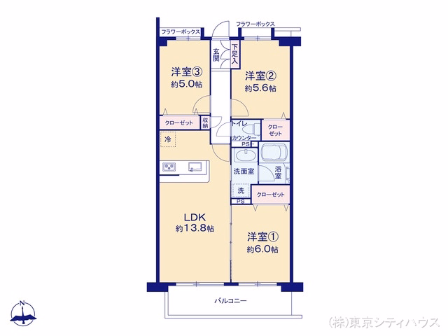 ライオンズヒルズ調布つつじヶ丘弐番館 間取図