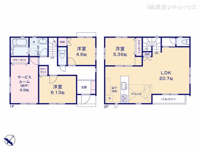 三鷹市牟礼6丁目(戸建)01 間取図