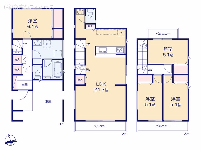 稲城市東長沼(戸建)A 間取図
