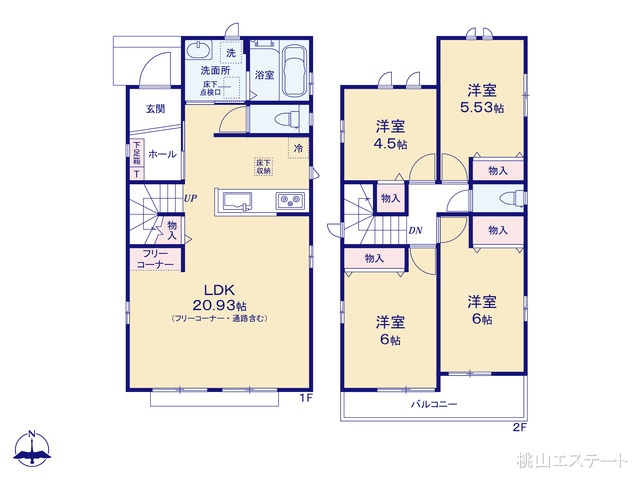 愛知県名古屋市名東区香流1丁目の新築戸建て 4LDK間取図 ※図面と異なる場合は現況を優先