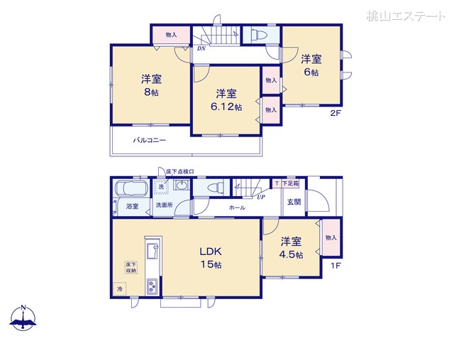 愛知県名古屋市中川区服部４丁目の新築戸建て 4LDK間取図 ※図面と異なる場合は現況を優先